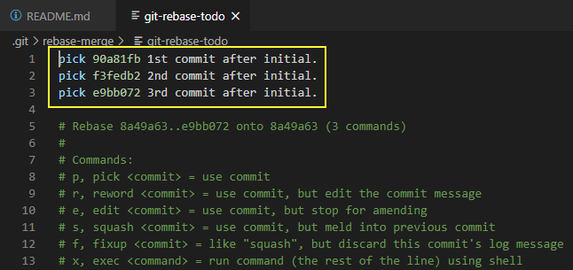 git rebase i commits